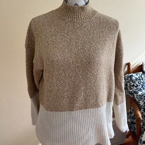 Michael Kors Wool Cotton Blend Colorblock Mock Turtleneck: Size L